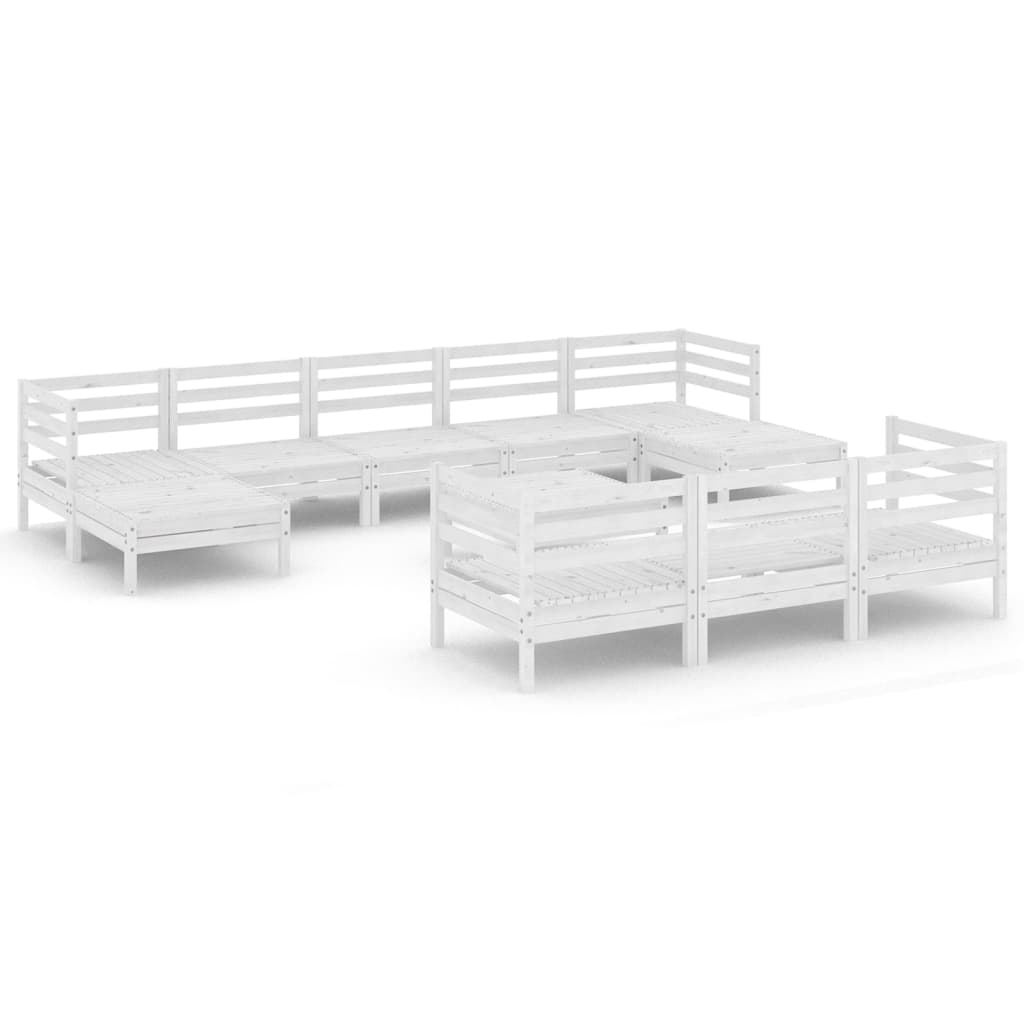 11-tlg. Garten-Lounge-Set Weiss Massivholz Kiefer